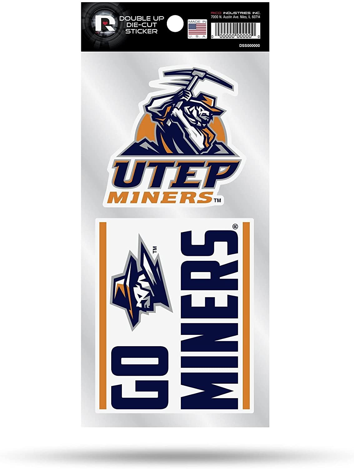 University of Texas El Paso Chihuahuas UTEP 2-Piece Double Up Die Cut Sticker Decal Sheet, 4x8 Inch