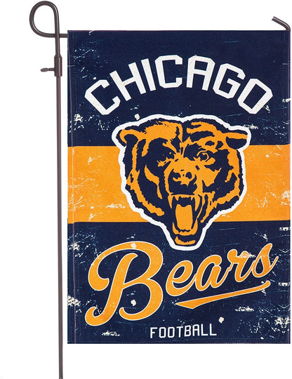 Chicago Bears Premium Garden Flag Banner, Double Sided, Linen, Vintage Style, 13x18 Inch