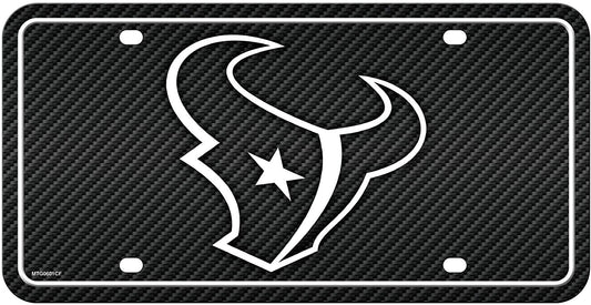 Houston Texans Metal Auto Tag License Plate, Carbon Fiber Design, 6x12 Inch