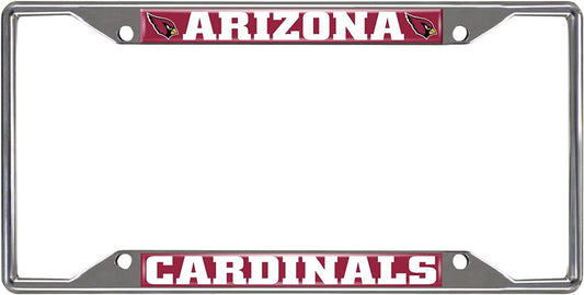 Arizona Cardinals Chrome Metal License Plate Frame Tag Cover 6 x 12 Inch