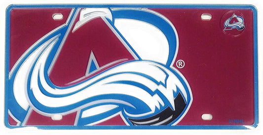 Colorado Avalanche Premium Laser Cut Tag License Plate, Mega Logo, Mirrored Acrylic Inlaid, 12x6 Inch