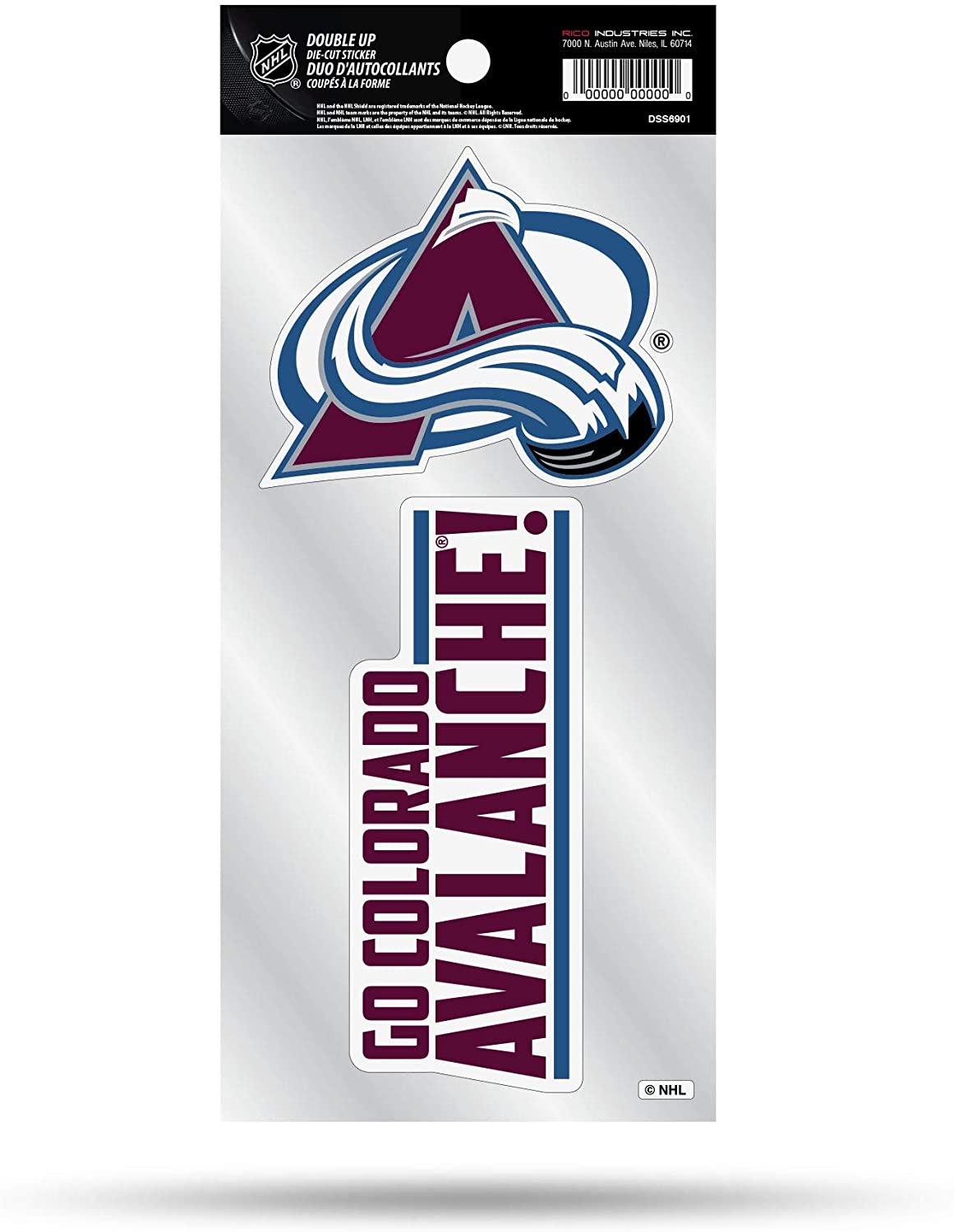 NHL Colorado Avalanche Double Up Die Cut 2-Piece Sticker Sheet