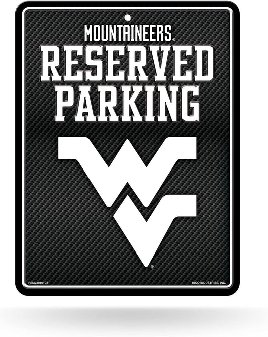West Virginia University Mountaineers Metal Parking Novelty Wall Sign 8.5 x 11 Inch Carbon Fiber Design