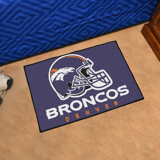 Denver Broncos Floor Mat Area Rug, 20x30 Inch, Nylon, Anti-Skid Backing