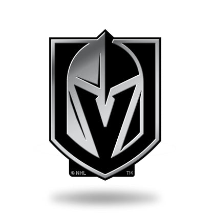 Vegas Golden Knights Auto Emblem, Silver Chrome Color, Raised Molded Plastic, 3.5 Inch, Adhesive Tape Backing