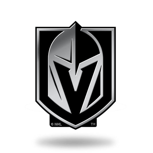 Vegas Golden Knights Auto Emblem, Silver Chrome Color, Raised Molded Plastic, 3.5 Inch, Adhesive Tape Backing