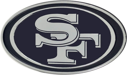 San Francisco 49ers Premium Solid Metal Raised Auto Emblem, Shape Cut, Adhesive Backing