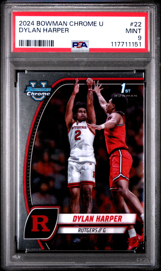 Graded 2024 Topps Bowman U Chrome Dylan Harper #22 Rookie RC Basketball Card PSA 9 Mint