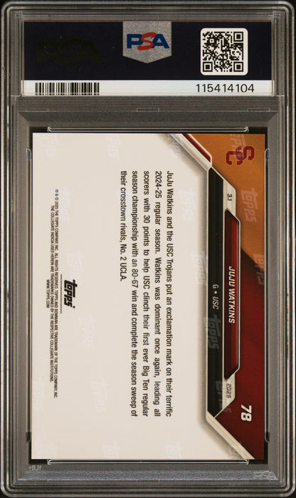 Graded 2024 Topps Bowman U Now JuJu Watkins #78 Rookie RC Basketball Card PSA 9 Mint