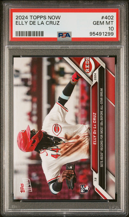 Graded 2024 Topps Now Elly De La Cruz #402 Rookie RC Baseball Card PSA 10 Gem Mint