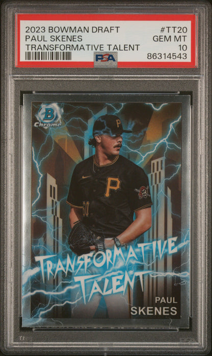 Graded 2023 Topps Bowman Draft Paul Skenes #TT20 Transformative Talent Rookie RC Baseball Card PSA 10 Gem Mint