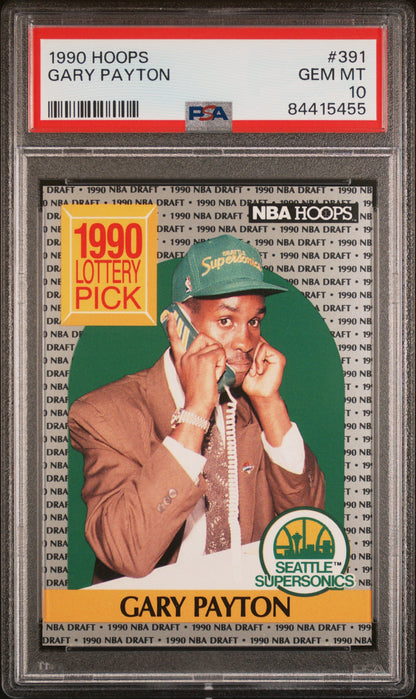 Graded 1990 Hoops Gary Payton #391 Rookie RC Basketball Card PSA 10 Gem Mint