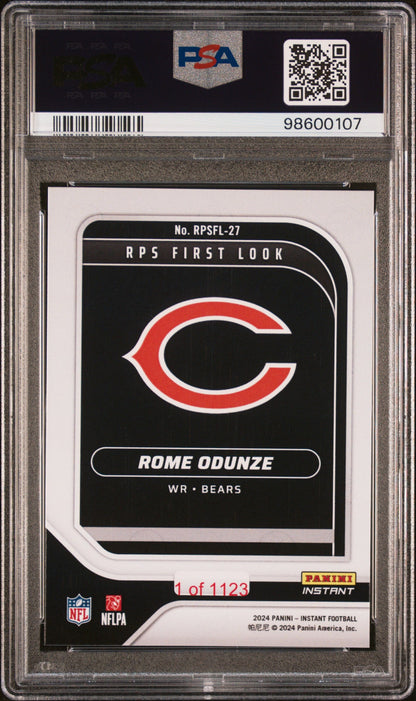 Graded 2024 Panini Instant NFL Rome Odunze #RPSFL27 RPS First Look Rookie RC Football Card PSA 9 Mint